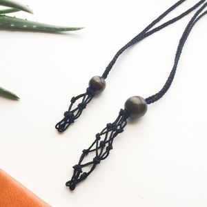 Macrame Crystal/Stone Holder Necklace Set